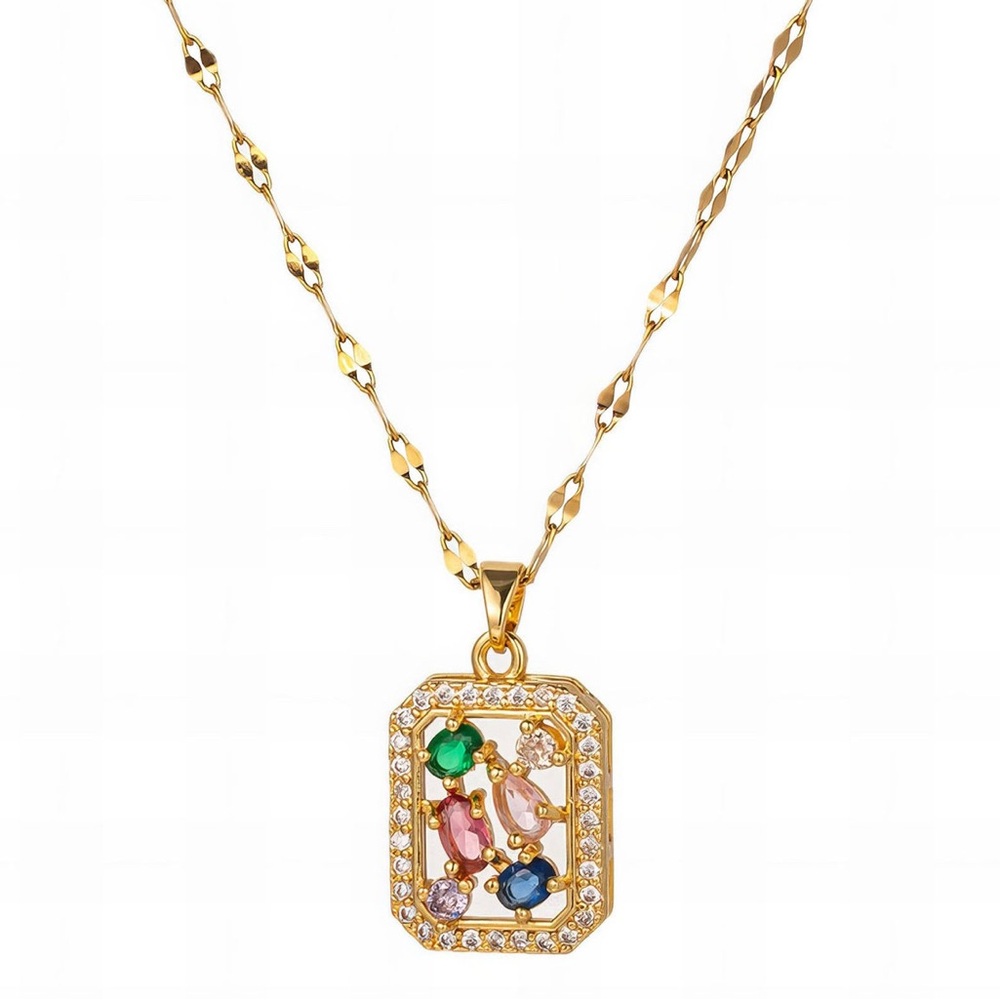 Elegant Gold Multicolor Pendant Necklace